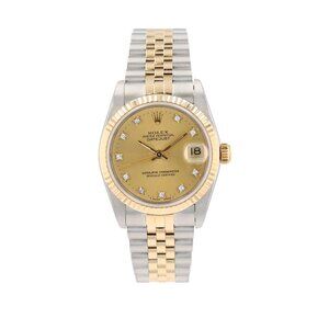 Rolex Datejust 68273 31mm Chamapagne Diamond (O.S) Dial Fluted Bezel Jubilee